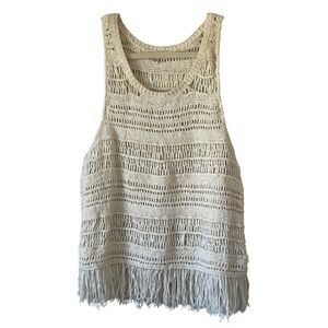 American Eagle Outfitters Ivory Crochet Tank, hippie tank top